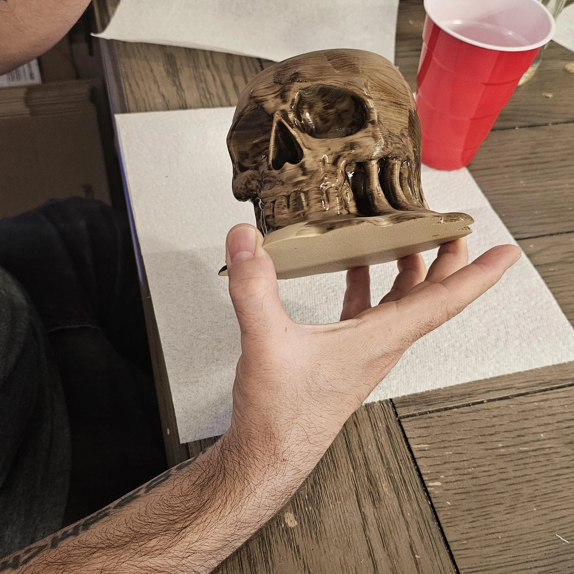 DIY Melting Skull Planter Kit: 3D Printed Wood Craft, Paint & Stain CR3 Design Co