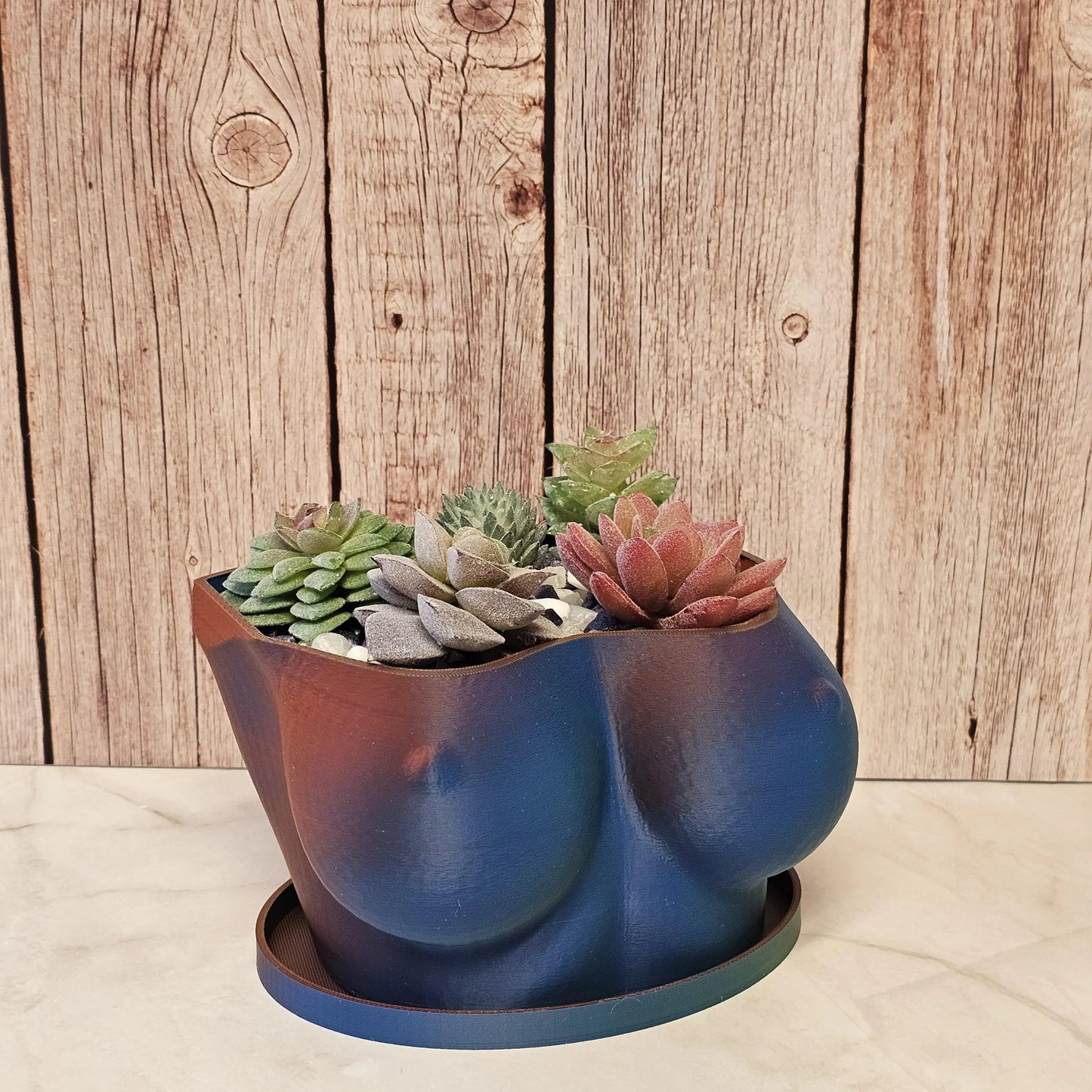 3D Printed Neon Lava Torso Planter: Sculptural Body Art Vase CR3 Design Co