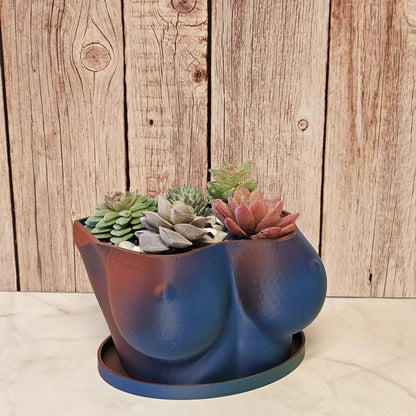 3D Printed Neon Lava Torso Planter: Sculptural Body Art Vase CR3 Design Co