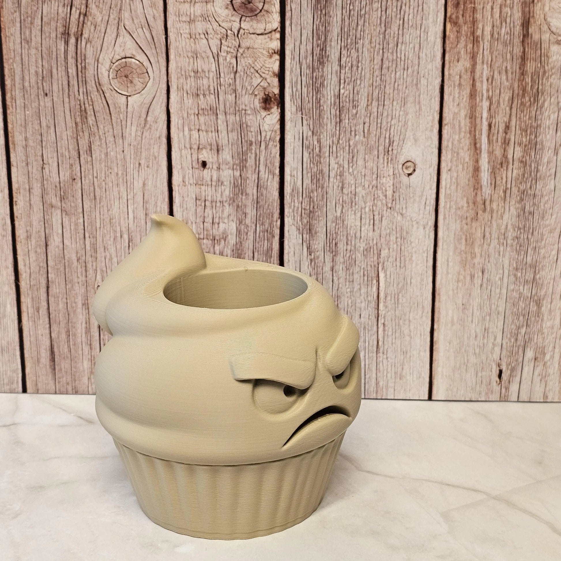 DIY Angry Cupcake Planter Kit: 3D Printed Sculpture, Paint-It-Yourself Pot, Unique Home Decor CR3 Design Co
