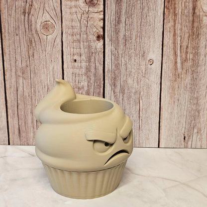 DIY Angry Cupcake Planter Kit: 3D Printed Sculpture, Paint-It-Yourself Pot, Unique Home Decor CR3 Design Co