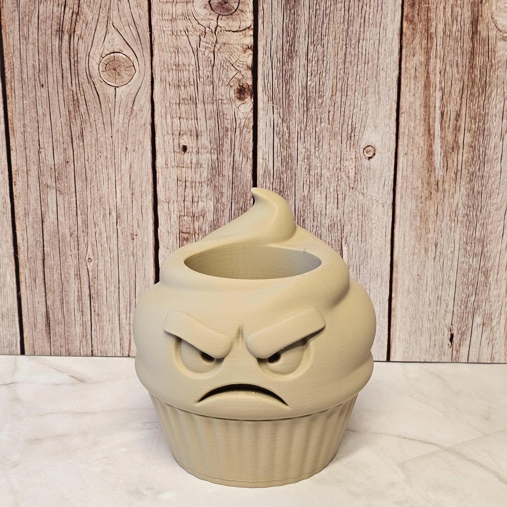 DIY Angry Cupcake Planter Kit: 3D Printed Sculpture, Paint-It-Yourself Pot, Unique Home Decor CR3 Design Co