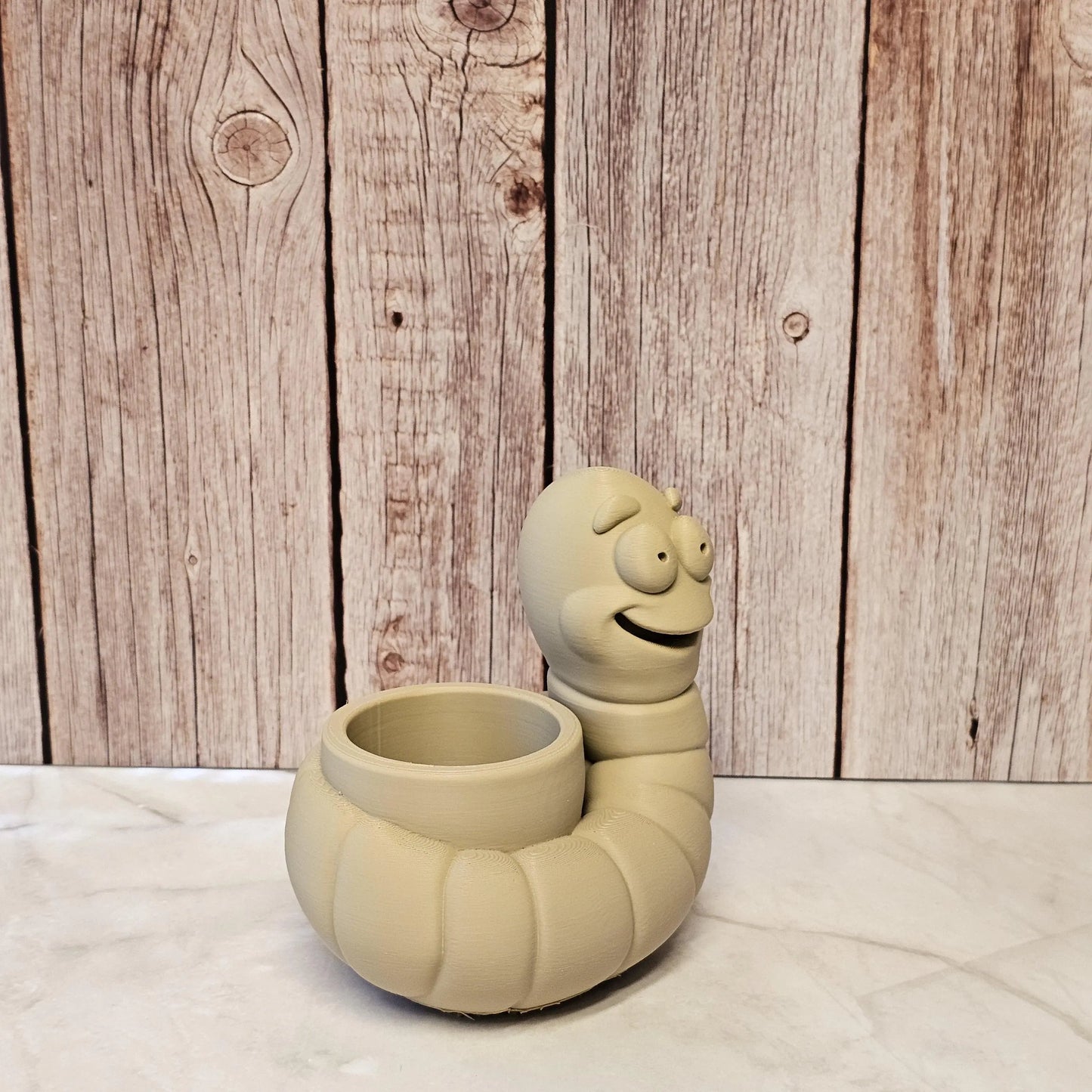 DIY Happy Worm Planter Kit: 3D Printed Sculpture, Paint-It-Yourself Pot, Unique Home Decor CR3 Design Co