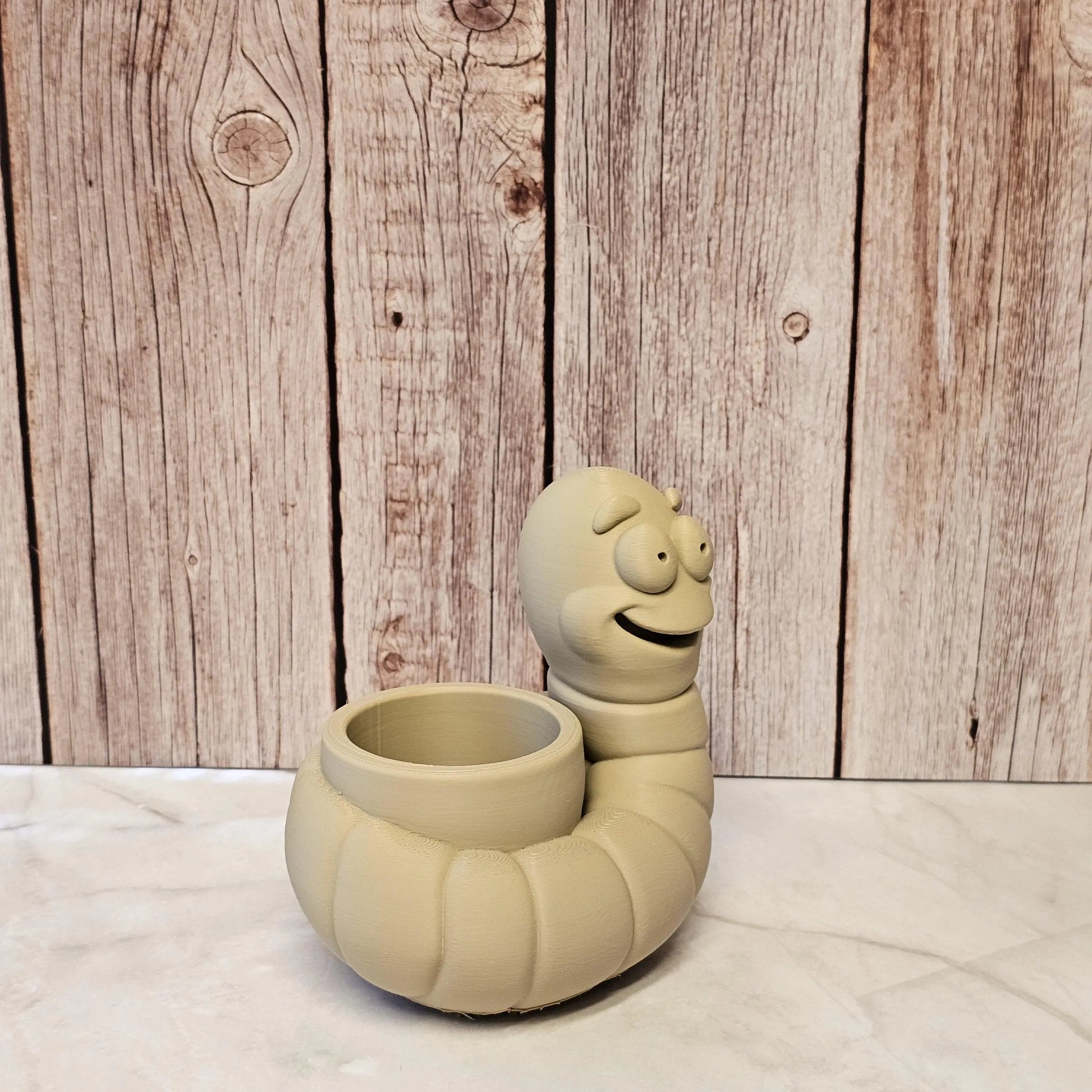 DIY Happy Worm Planter Kit: 3D Printed Sculpture, Paint-It-Yourself Pot, Unique Home Decor CR3 Design Co