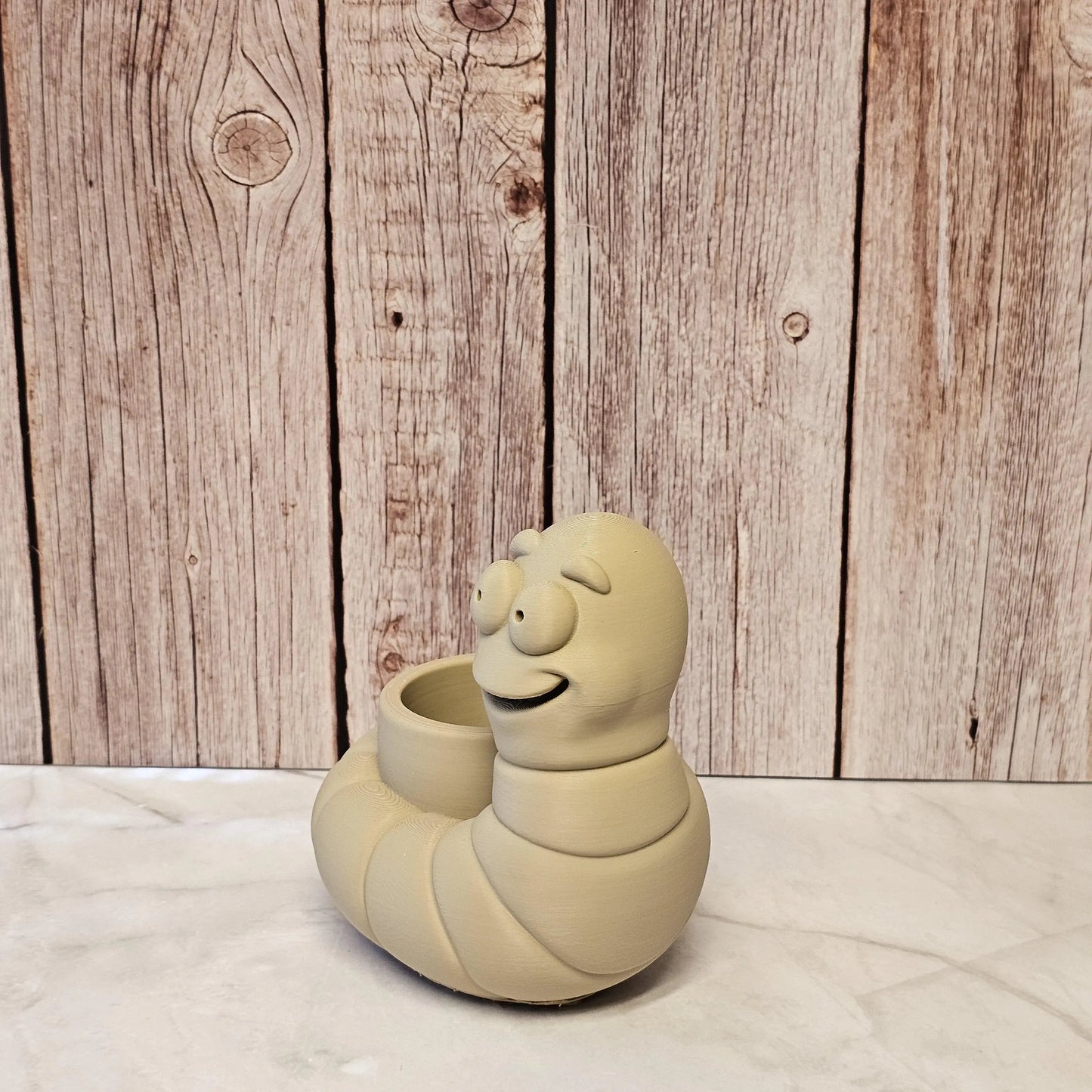 DIY Happy Worm Planter Kit: 3D Printed Sculpture, Paint-It-Yourself Pot, Unique Home Decor CR3 Design Co