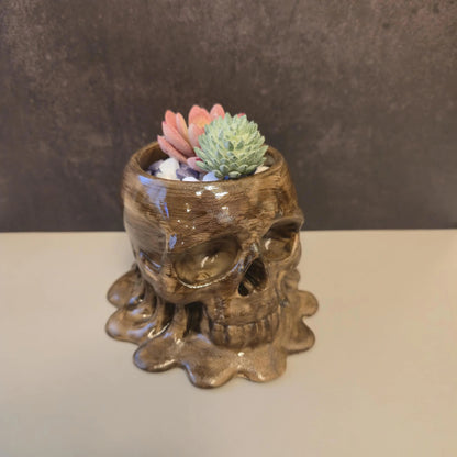 DIY Melting Skull Planter Kit: 3D Printed Wood Craft, Paint & Stain CR3 Design Co