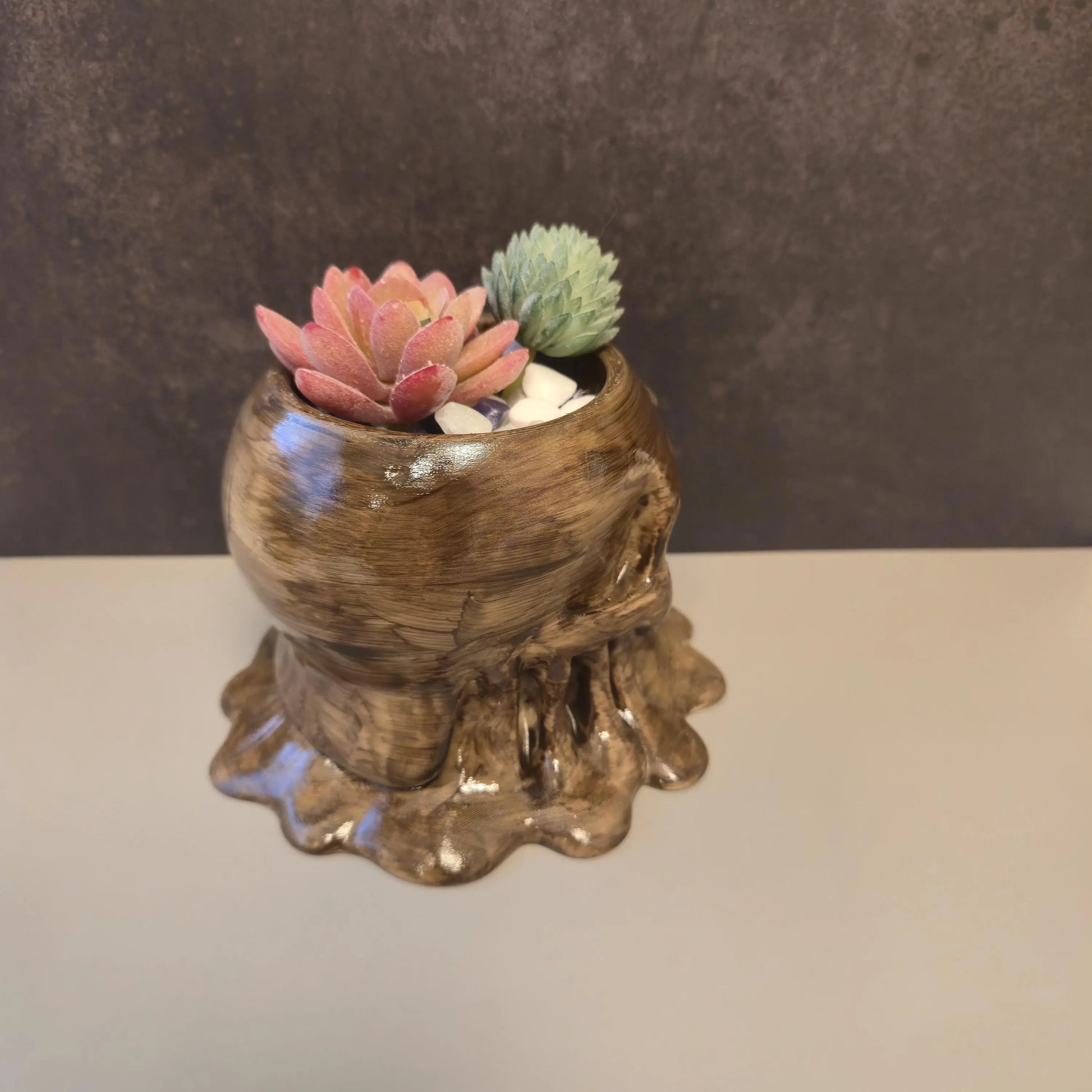 DIY Melting Skull Planter Kit: 3D Printed Wood Craft, Paint & Stain CR3 Design Co