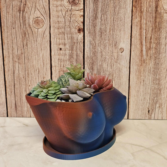 3D Printed Neon Lava Torso Planter: Sculptural Body Art Vase CR3 Design Co