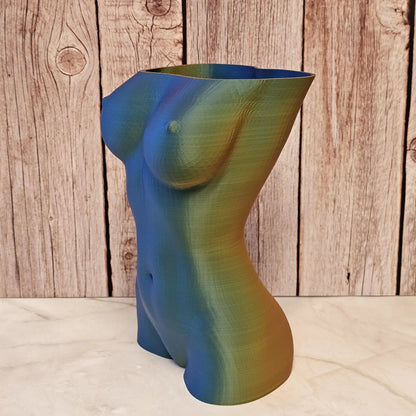 Neon Lava Goddess Vase: 3D Printed Torso Sculpture CR3 Design Co