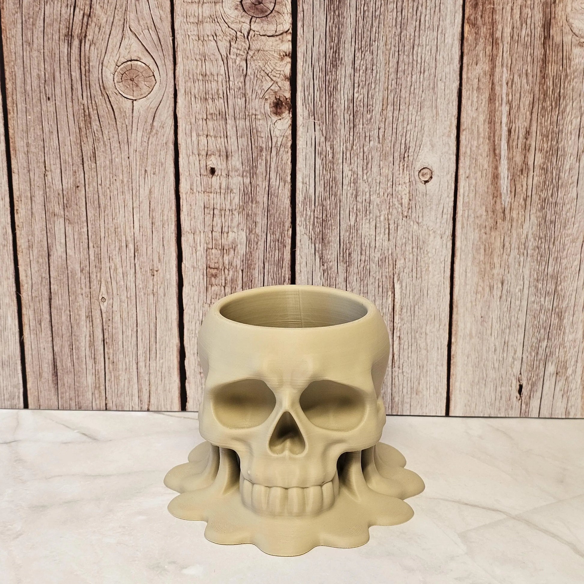 DIY Melting Skull Planter Kit: 3D Printed Wood Craft, Paint & Stain CR3 Design Co