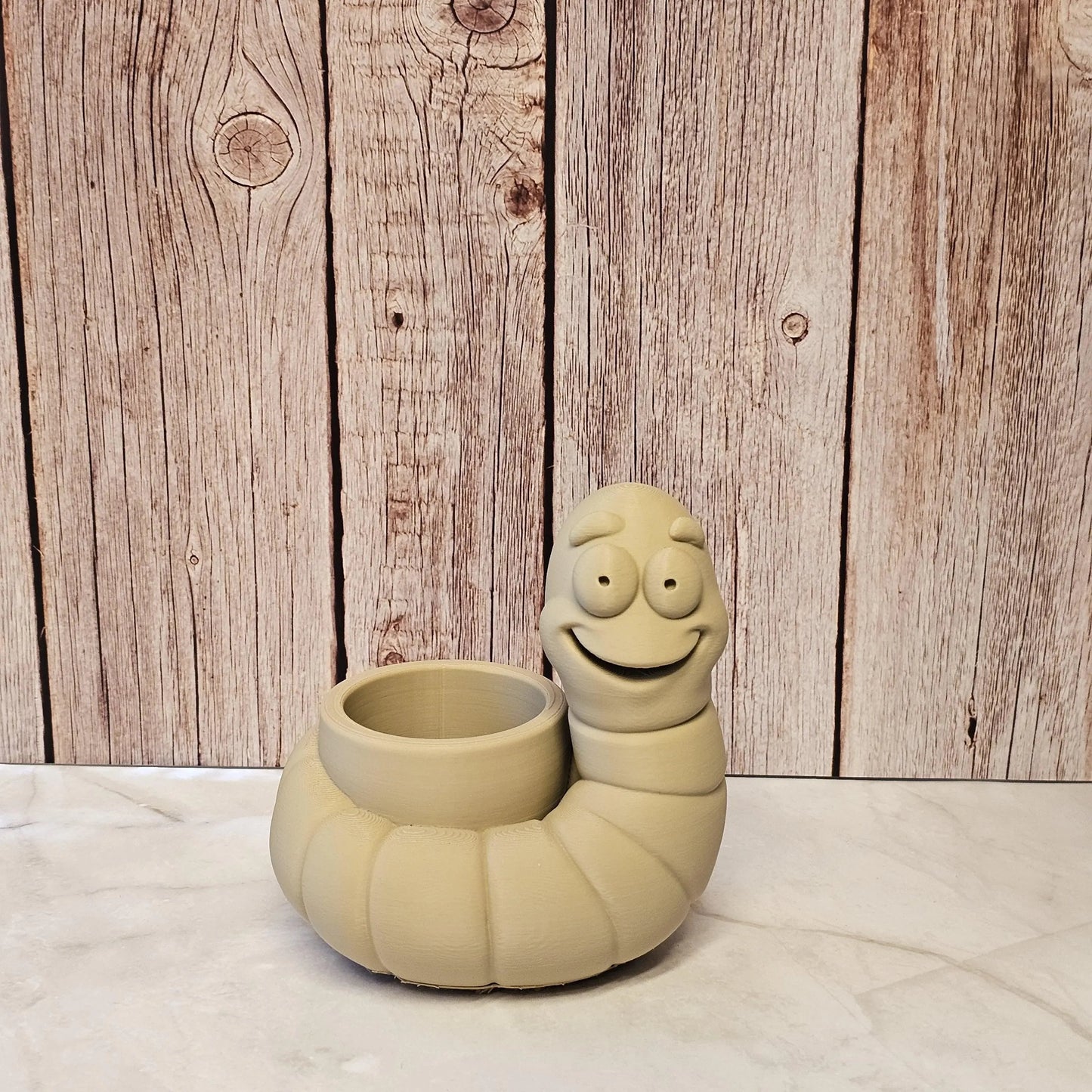 DIY Happy Worm Planter Kit: 3D Printed Sculpture, Paint-It-Yourself Pot, Unique Home Decor CR3 Design Co
