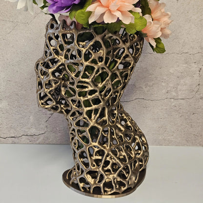 Voronoi Antique Gold Torso Vase: 3D Printed Female Body Art Decor CR3 Design Co