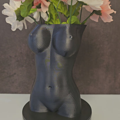 Luna: Modern Goddess Vase - Elegant Midnight Blue 3D Printed Torso Sculpture for Artistic Home Decor